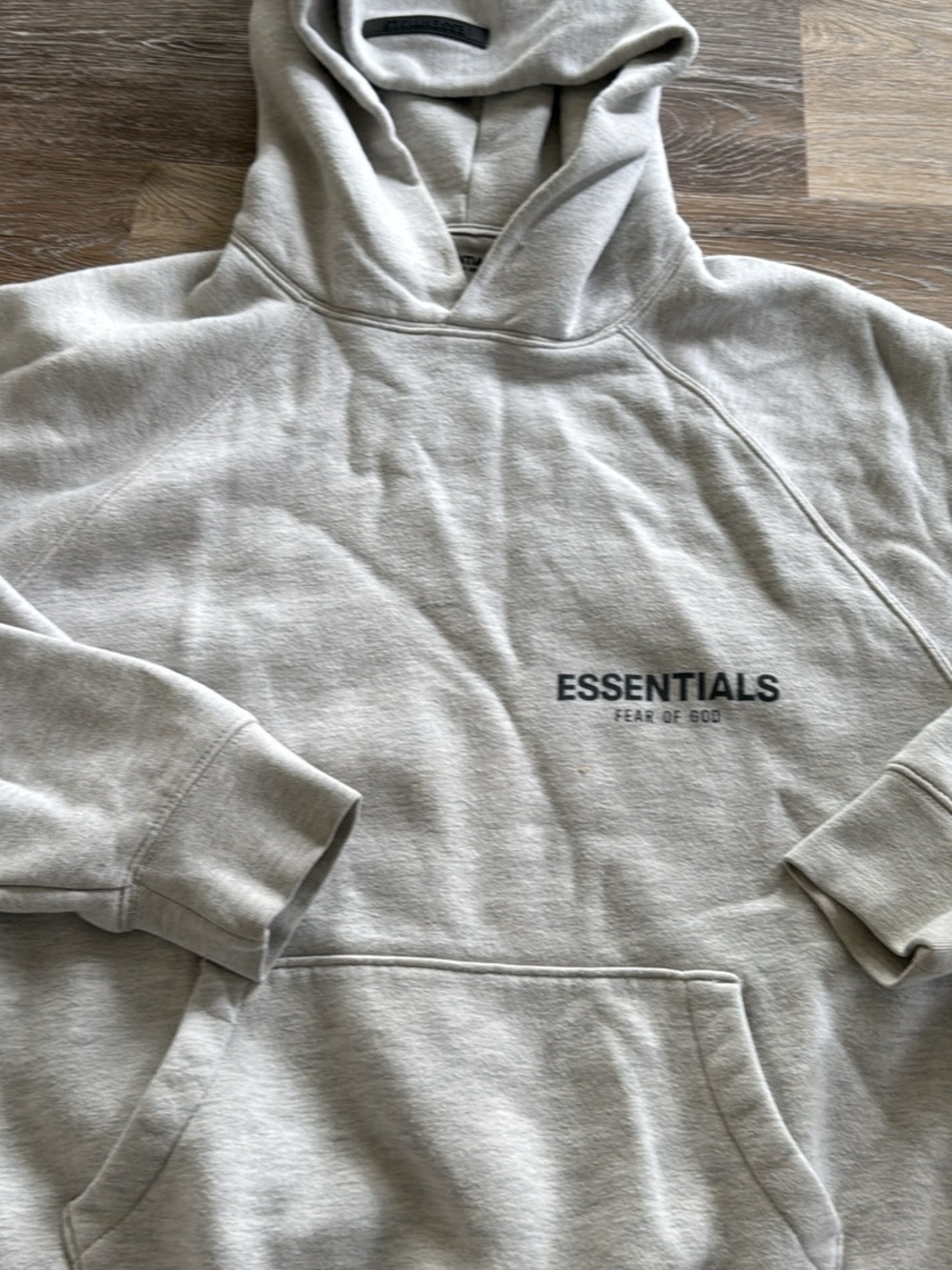 Fear of God Essentials Light Gray Pullover Hoodie with Chest Logo